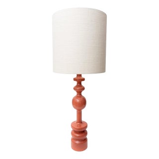 Pamela GM Table Lamp in Beech with Lacquer and Aj Linen by Popus Editions For Sale