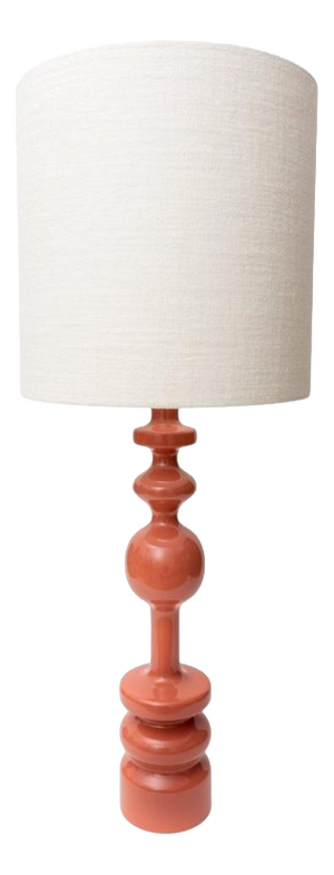 Pamela GM Table Lamp in Beech with Lacquer and Aj Linen by Popus Editions
