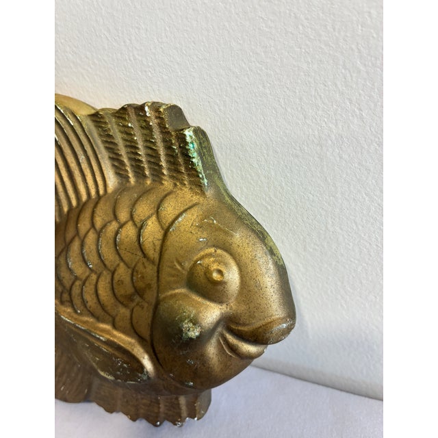 Mid-Century Modern Vintage Gold Painted Fish Wall Decor For Sale - Image 3 of 12