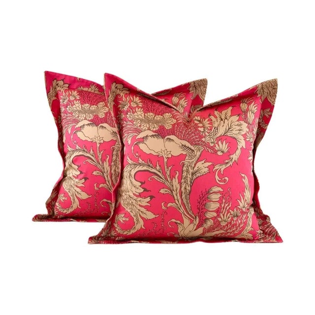Textile Designer Vicki Payne Free Spirit Crewel Brown Pink Botanical Floral Leaf Pillow Covers- Pair For Sale - Image 7 of 7