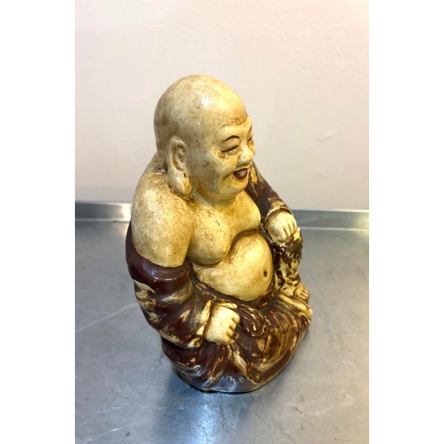 Midcentury Pottery Buddha Statue / Figurine For Sale - Image 4 of 5