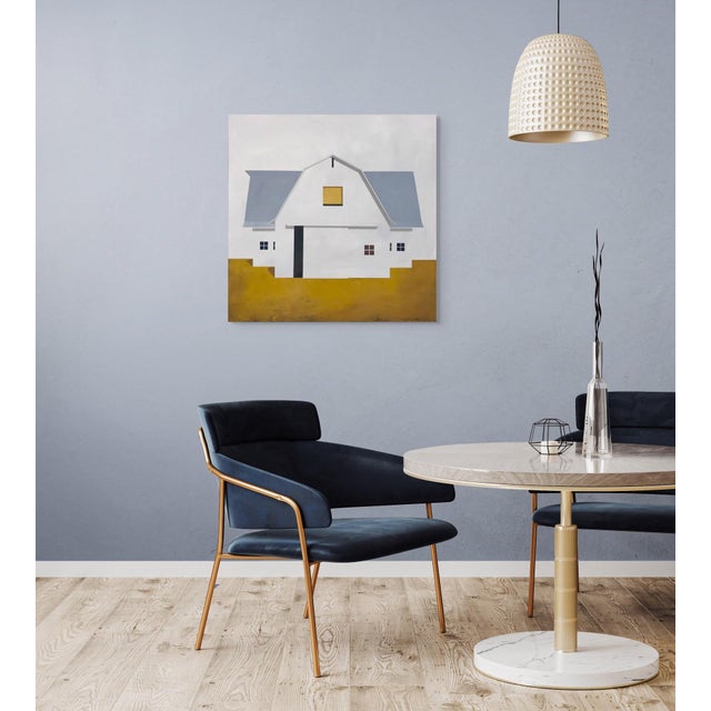 2010s Two of a Kind by Justin Wheatley | Acrylic on Panel Minimalist depiction of a white barn. For Sale - Image 5 of 5