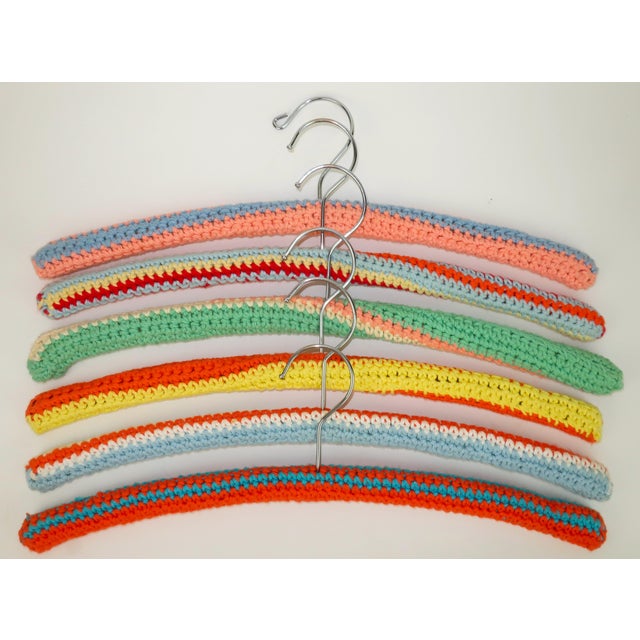 Mid-Century Modern Vintage Cottagecore Style Crochet Hangers, Set of 6 For Sale - Image 3 of 11