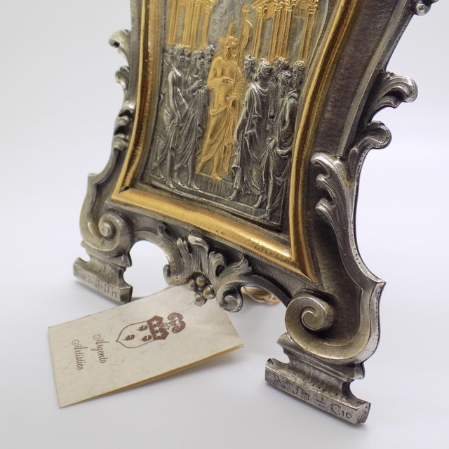 Large Vintage Italian Sterling Silver 925 Deposizione Pace Table Sculpture, Bologna, 1980s For Sale - Image 4 of 16