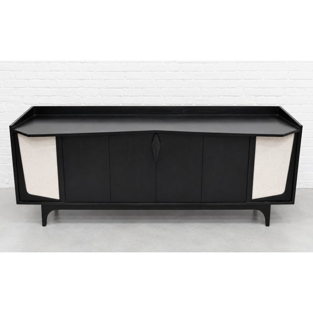 Extra Long Black Mid Century Modern Credenza | Custom Sideboard in the Style of Gio Ponti, C. 1960's For Sale - Image 13 of 15