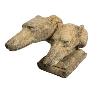 Vintage English Cast Stone Double Greyhound Bust Sculpture