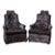 Pair of Vintage Tufted Floral Velvet High Back Chairs For Sale