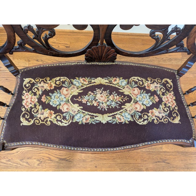 Wood Elegant Edwardian Settee For Sale - Image 7 of 8
