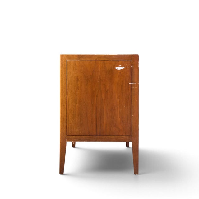 Unagusta Mid Century Walnut Curved Lowboy Dresser For Sale - Image 4 of 10