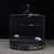 Chinese Black Zitan Wood Bird Cage Inlaid With Mother-of-Pearl For Sale - Image 3 of 9