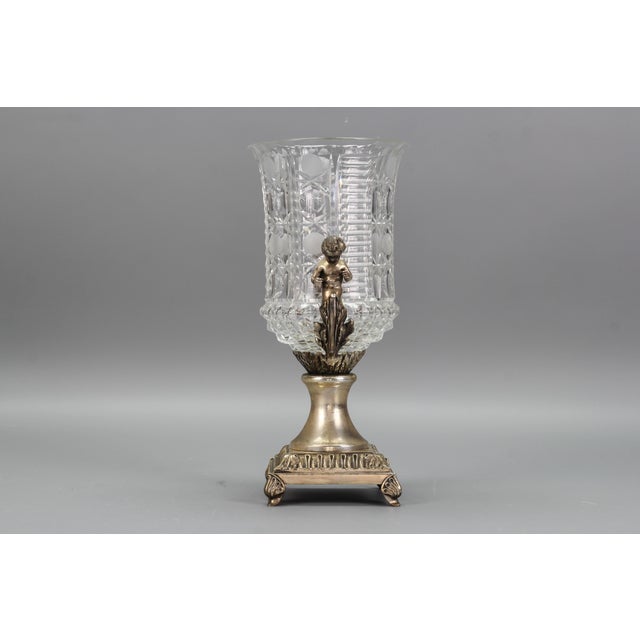 Czech Crystal Glass and Brass Vase with Cherubs, 1970s For Sale - Image 10 of 18