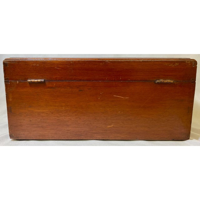 Antique Wooden Box With Graceful Beveled Edge Top From