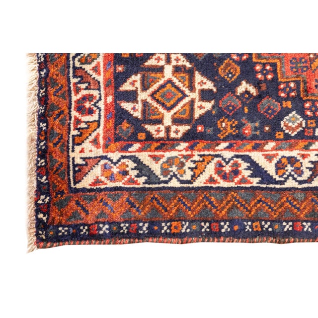 Vintage Hand-Knotted Persian Qashqai Rug 3'11" X 5'4" For Sale - Image 12 of 17
