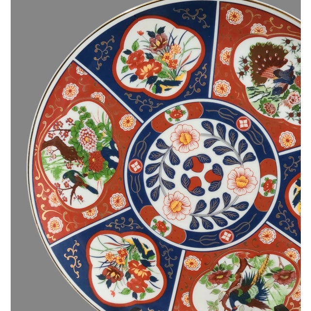 Vintage Japanese Porcelain Colorful Floral Imari Platter, Marked For Sale - Image 6 of 10