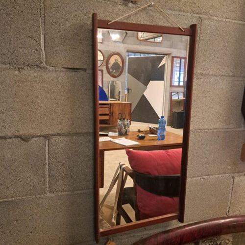 Teak-Framed Mirror in Teak For Sale - Image 4 of 4