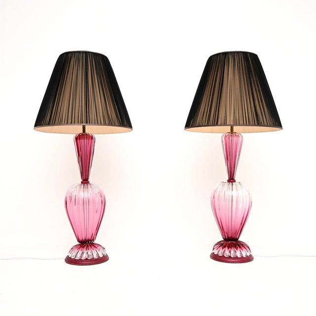 Large Italian Murano Glass Table Lamps, 1960, Set of 2 For Sale - Image 11 of 11