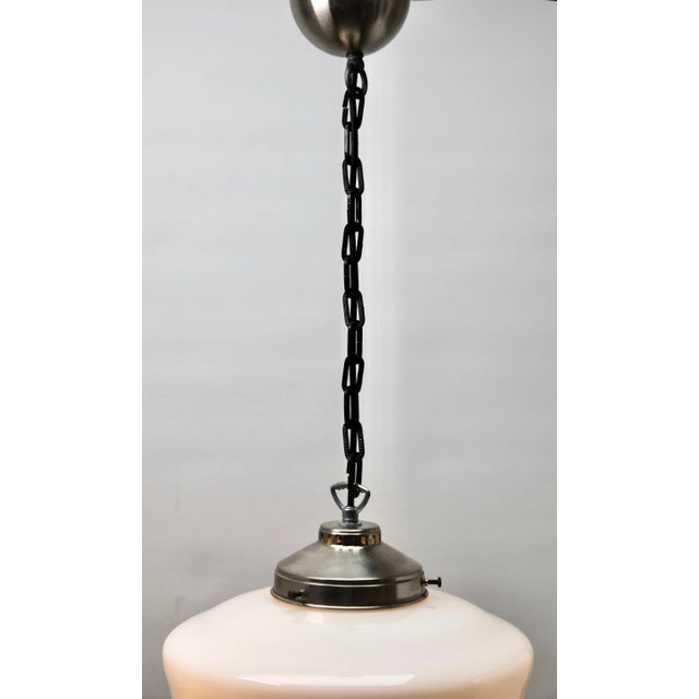 Glass Dutch Pendant Lamp with Opaline Shade, 1930s For Sale - Image 7 of 11