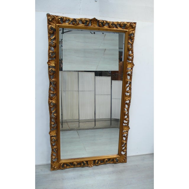 Large Antique Barock Wooden Frame in Gold Bronze Mirror, 1880s For Sale - Image 4 of 6