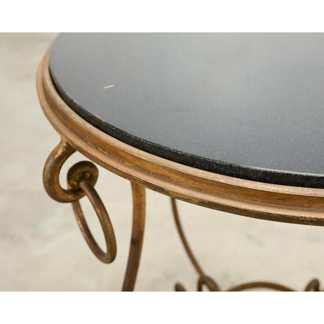 Rene Drouet Style Gilded Iron Granite Top Center Table For Sale In Sacramento - Image 6 of 15