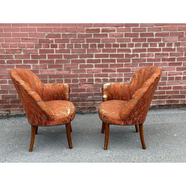 Wood Petite Art Deco Channel Back Shell Chairs, Pair For Sale - Image 7 of 13