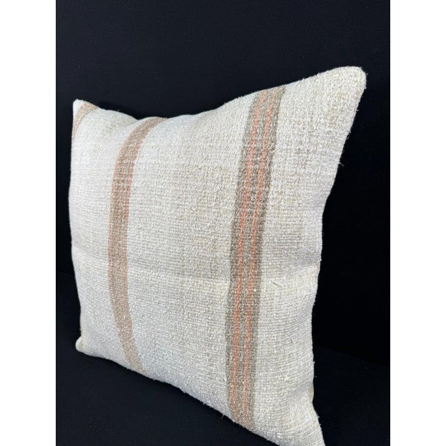 Turkish Hemp Pillow Cushion Natural Beige Rust Pillow Cushion Cover 24"x24" #30349 Enhance your home decor with our Kilim...
