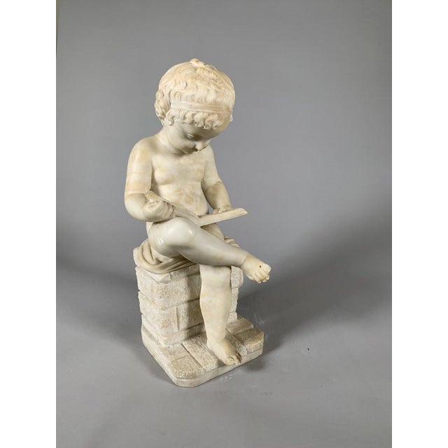 19th Century 19th Century Marble Sculpture The Reader After Canova For Sale - Image 5 of 11