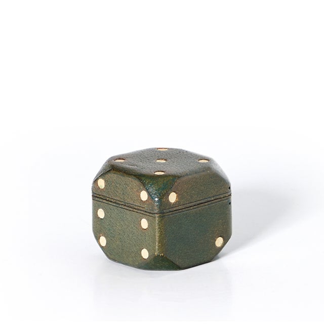 Mid-Century Modern Vintage Poker Dice & Leather Box For Sale - Image 3 of 3