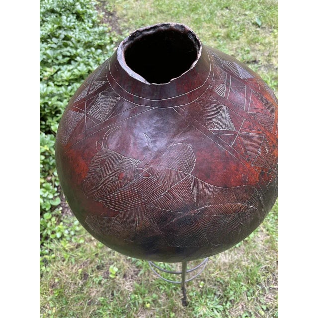 Large Mid 20th Century Gourd With Incised Decorations For Sale - Image 9 of 9