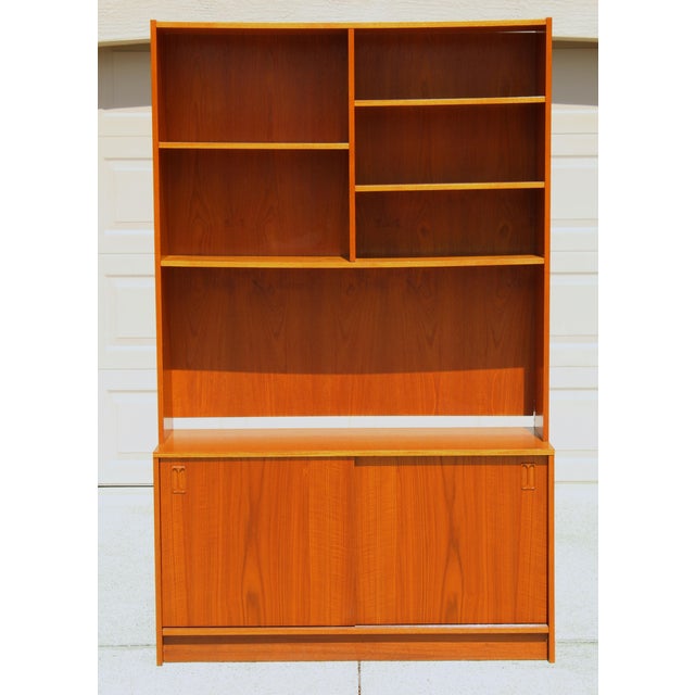 Mid-Century Danish Teak Bookcase, 1970s Stackable Scandinavian Storage Cabinet For Sale - Image 4 of 18
