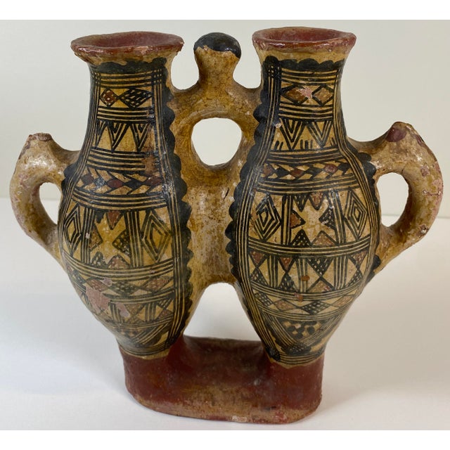 Vintage Double-Chamber Geometric Ceramic Vessel, Marked and Dated 11-8-54 For Sale In Miami - Image 6 of 7