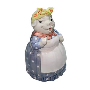Vintage Fitz & Floyd Hand Painted Prunella Pig Cookie Jar Retired 1984 Collection