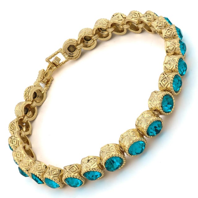 Turquoise Aquamarine Tennis Mystic Bracelet For Sale - Image 8 of 10
