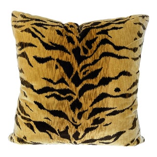 Scalamandre Fabric Tiger Pillows-A Pair For Sale