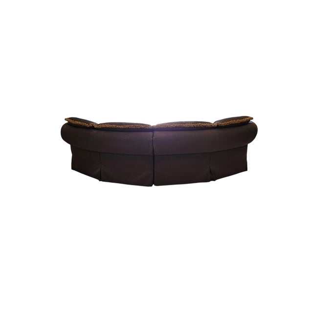 Textile 1980s Postmodern Serpentine Curved Two-Piece Sectional Sofa, Ribbed Black Upholstery For Sale - Image 7 of 17