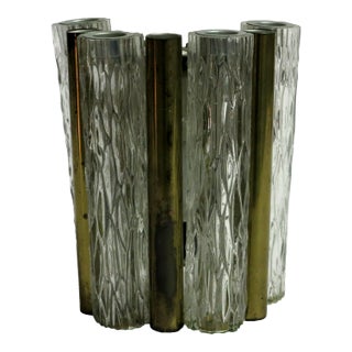 Brass and Glass Wall Lamp from Kaiser Leuchten, 1960s For Sale