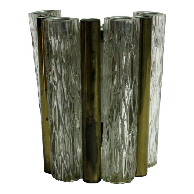 Brass and Glass Wall Lamp from Kaiser Leuchten, 1960s For Sale