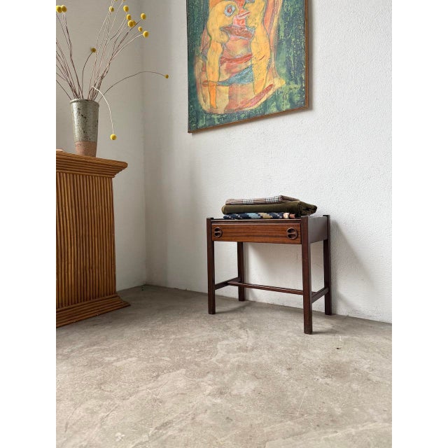 Wood Mahogany Bedside Table by Jacques Hauville for Roche Bobois, 1950s For Sale - Image 7 of 18