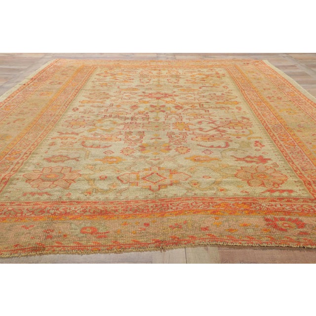 Textile 1880's Antique Turkish Oushak Rug - 07'03 X 10'00 For Sale - Image 7 of 9
