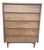 Vintage Mid Century Modern Tall Highboy Dresser in Tessellated Layered Design Chest of Drawers For Sale