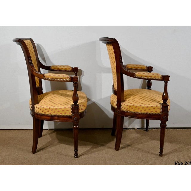 Set of Louis XVI Style Armchairs in Mahogany For Sale - Image 15 of 18