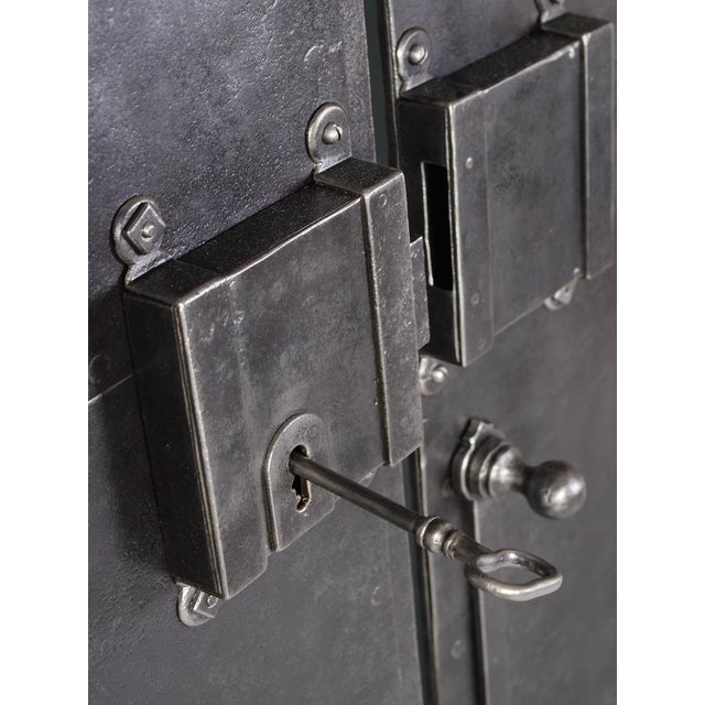 Antique Oversized Blue Iron Double Doors, 1880s For Sale - Image 9 of 18