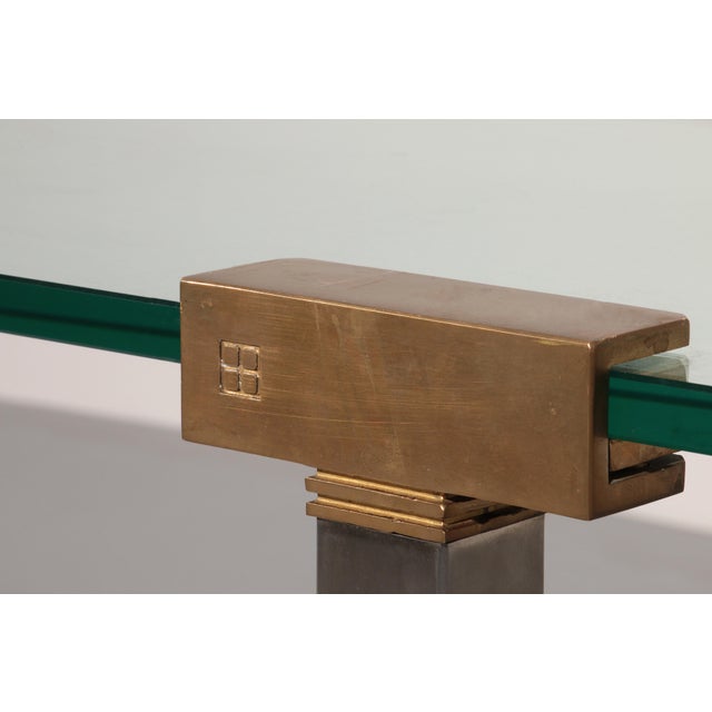 Side Table in Glass and Brass by Peter Ghyczy, 1970 For Sale - Image 9 of 12