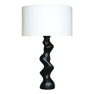 Model 42 Sculptural Ebonised Wood Table Lamp from Temde Leuchten, 1970s For Sale
