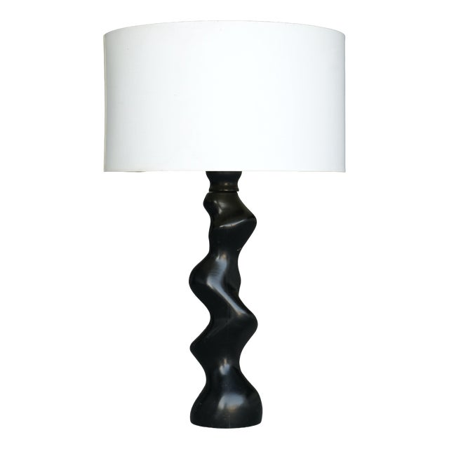 Model 42 Sculptural Ebonised Wood Table Lamp from Temde Leuchten, 1970s For Sale