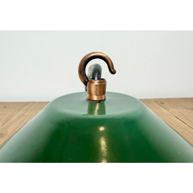 Industrial Green Enamel Factory Pendant Lamp, 1950s For Sale - Image 11 of 16