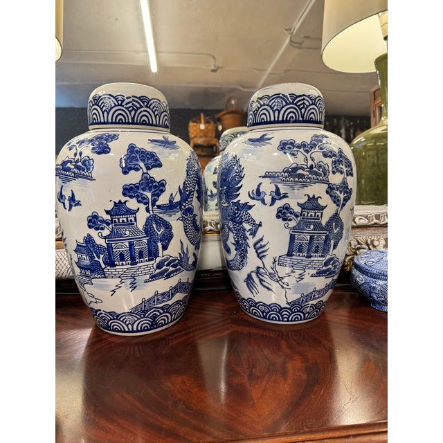 Chinoiserie Export Pagoda Jar, Pair For Sale - Image 4 of 8