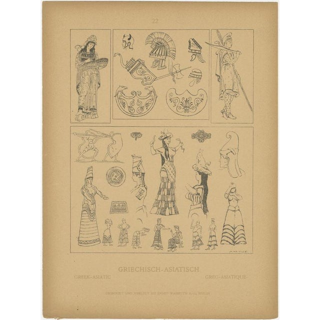 After Max Tilke, Greek Costume and Antiquity Illustrations, Prints, Set of 9 For Sale - Image 3 of 11