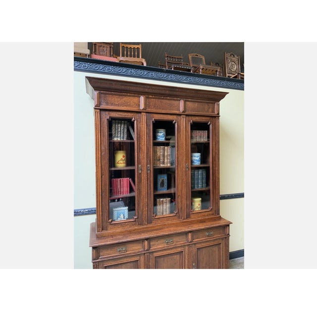 Wood Antique Art Nouveau Bookcase, 1910 For Sale - Image 7 of 10