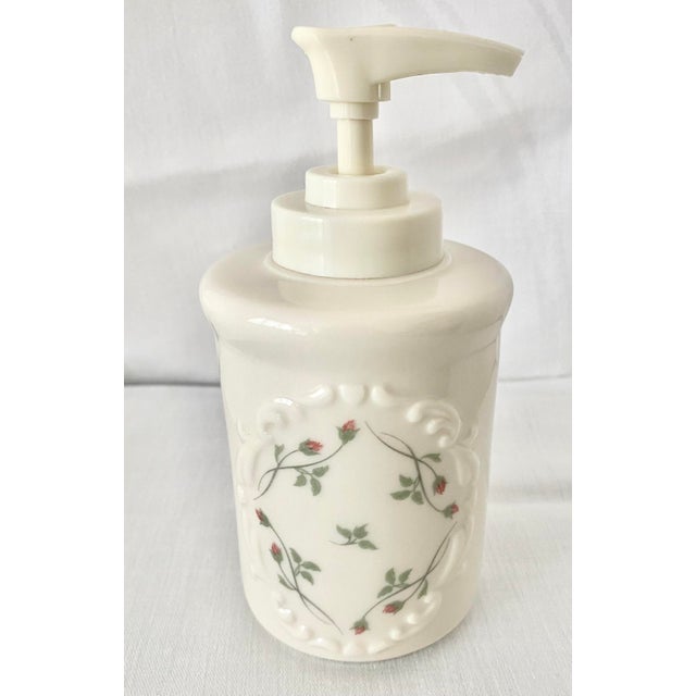 Ivory Late 20th Century Lenox Rose Manor Porcelain Soap/Lotion Dispenser Pump Bottle Excellent Condition. For Sale - Image 8 of 10