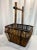 Allow us to introduce you to this exquisite Vintage Boho Chic Monumental Burnt Bamboo and Split Reed Pagoda Handle Basket....